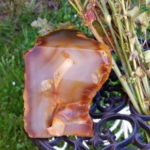 *SOLD* Large natural Agate abstract cut bookend 3.75 lb